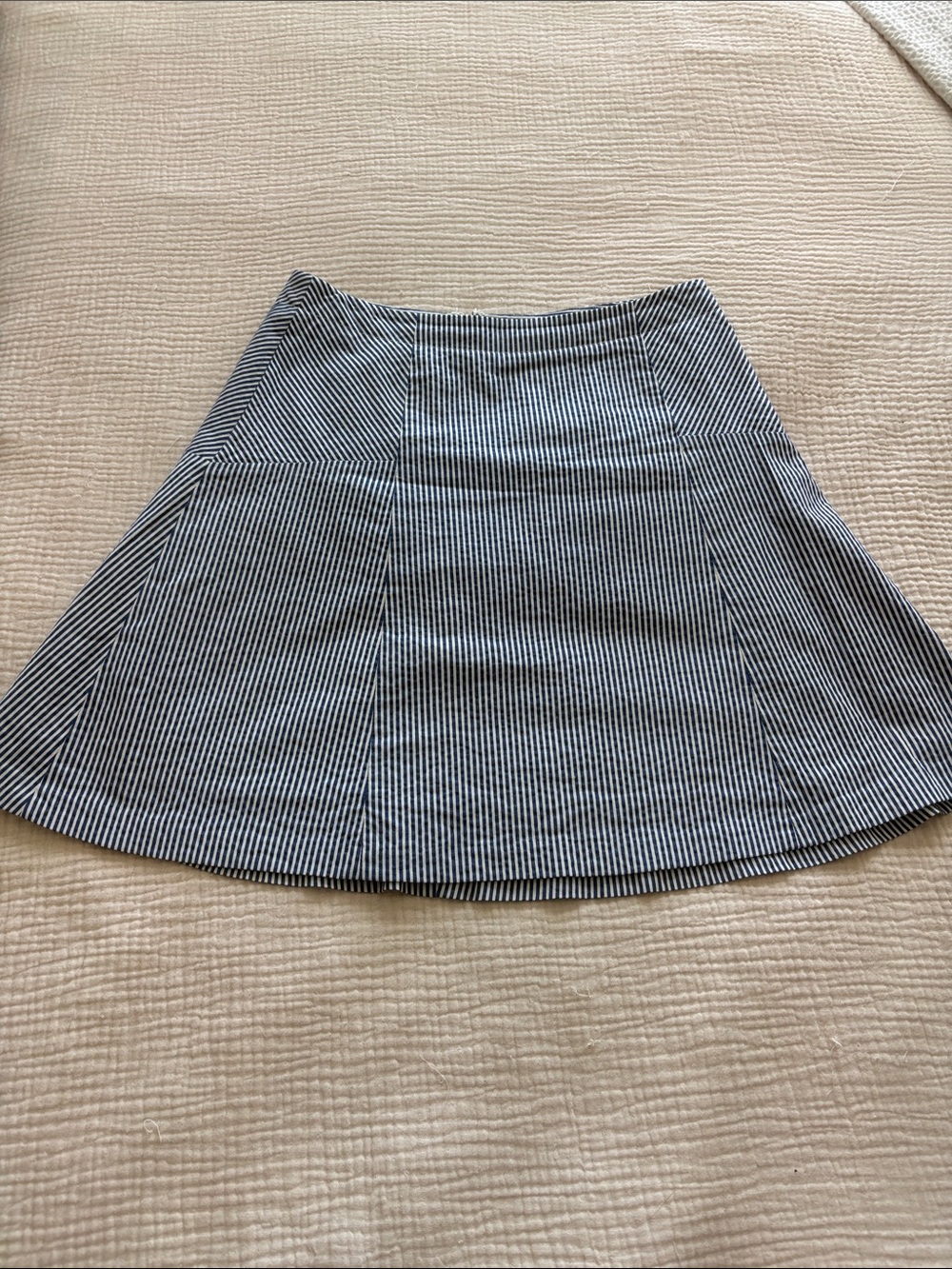 LOFT blue and White Striped A-Line Mini Skirt